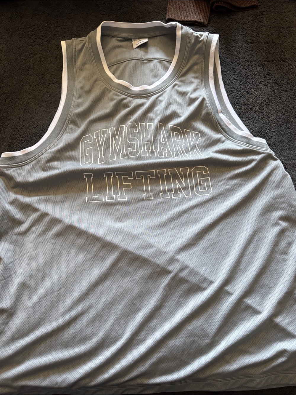 Gymshark Men’s Light Gray Tank Top with White Trim